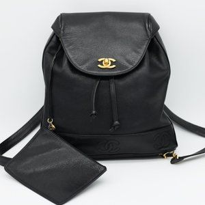 Chanel Triple‎ Stitched CC Caviar Medium Flap Backpack